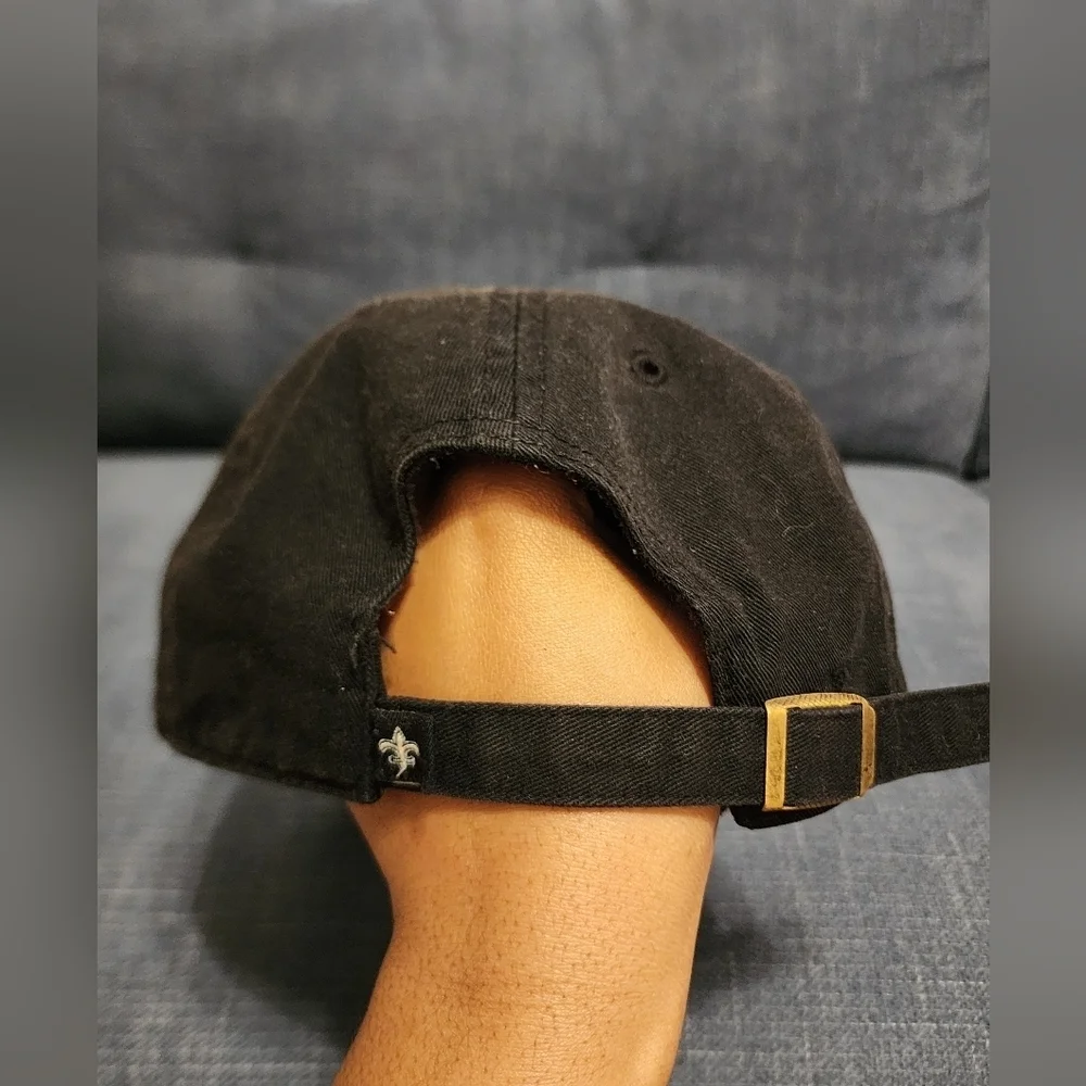 Black Baseball Hat Gold Fleur-de-lis Embroidery Adjustable